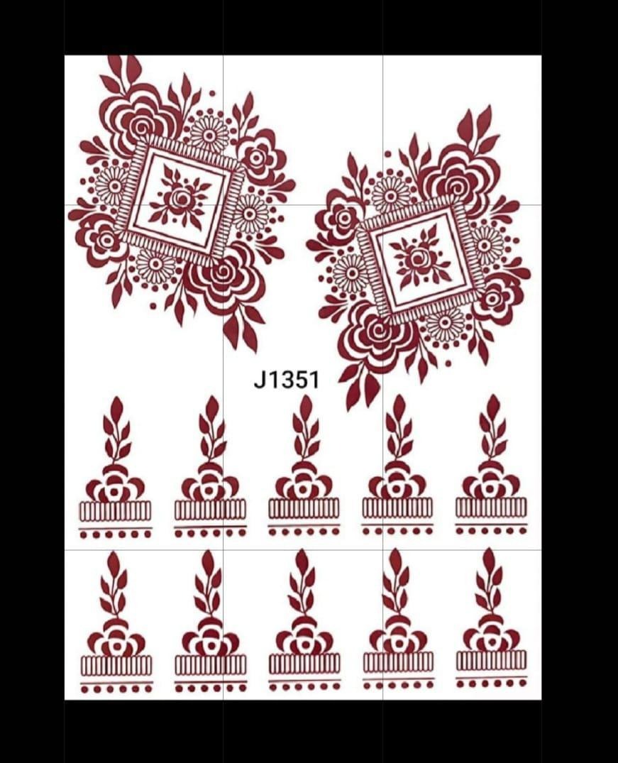 Brown Self-Adhesive Mehndi Sticker Bridal Party Wear