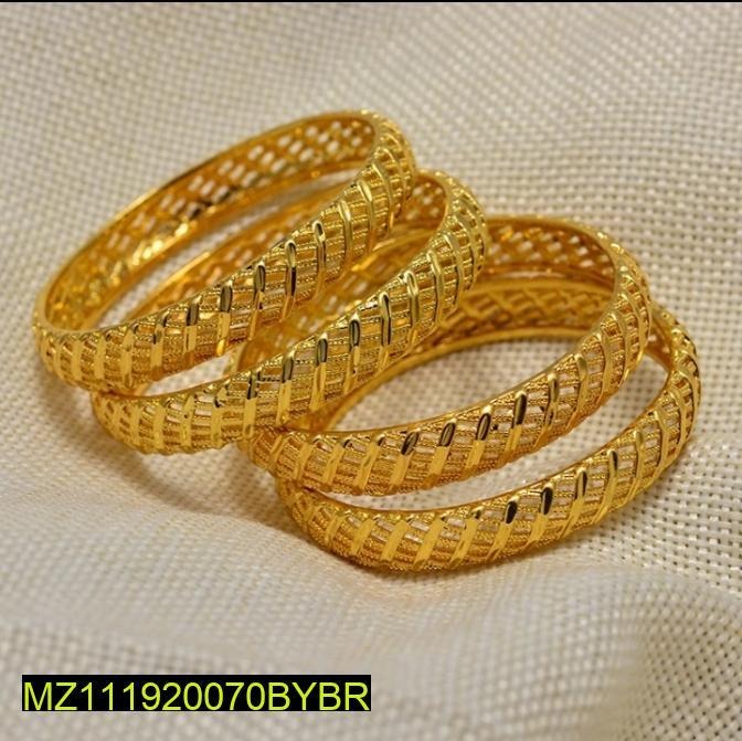 Women's Gold Tone Kara Bangle Set 2 Pcs Alloy