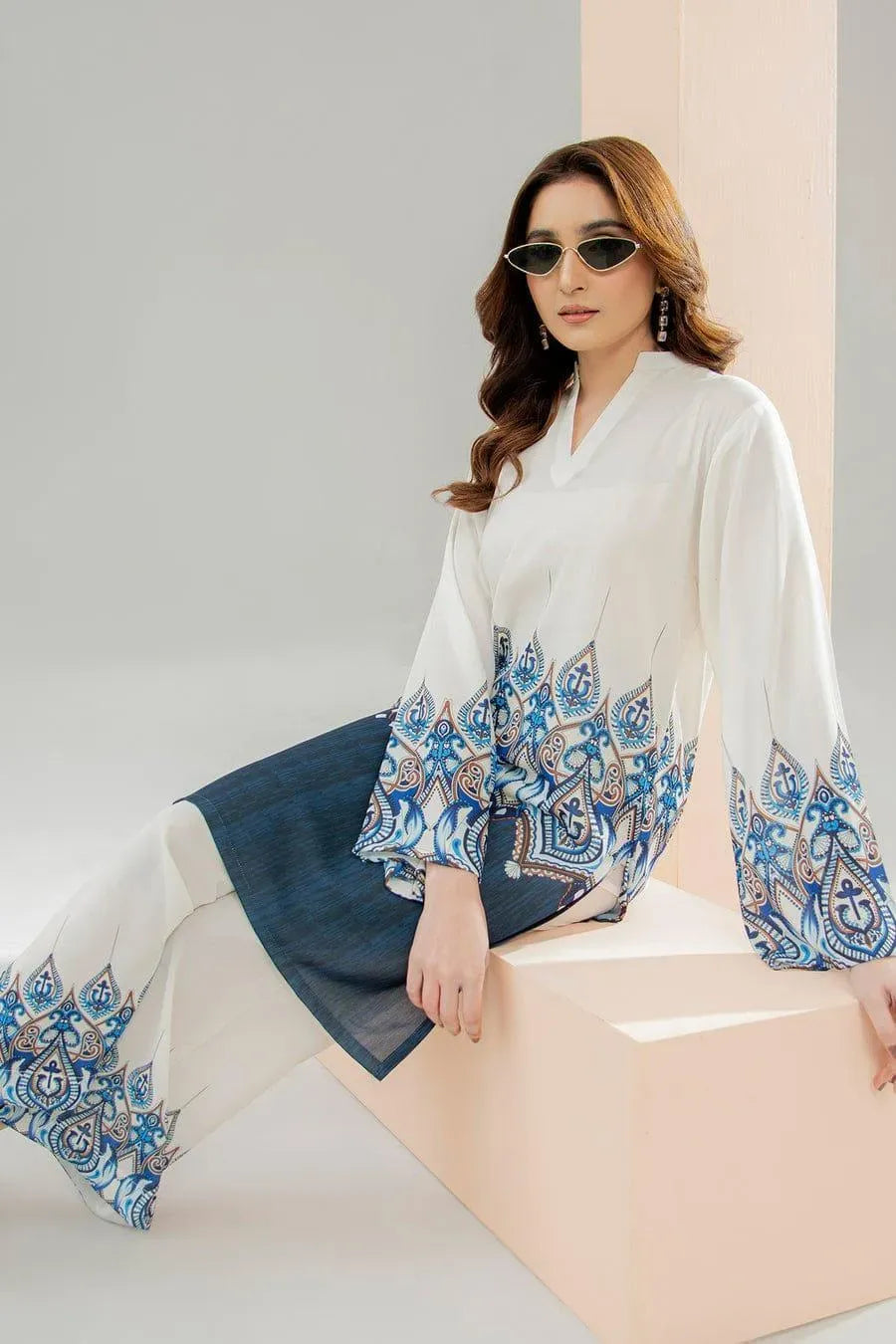 Blue and white dress for women Stylish women summer dress