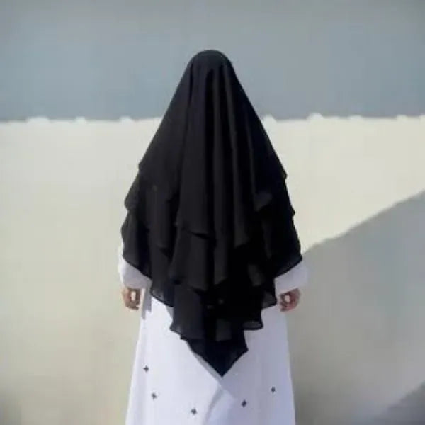 3 Layer Khimar with Attached Niqab Soft Modest Wear