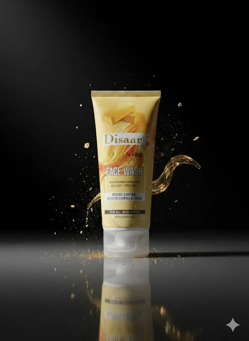 Disaar 24K Gold Collagen Face Wash, 150 Ml, Anti Aging Formula With Extra Glowing Shiny Skin, 1 Pc