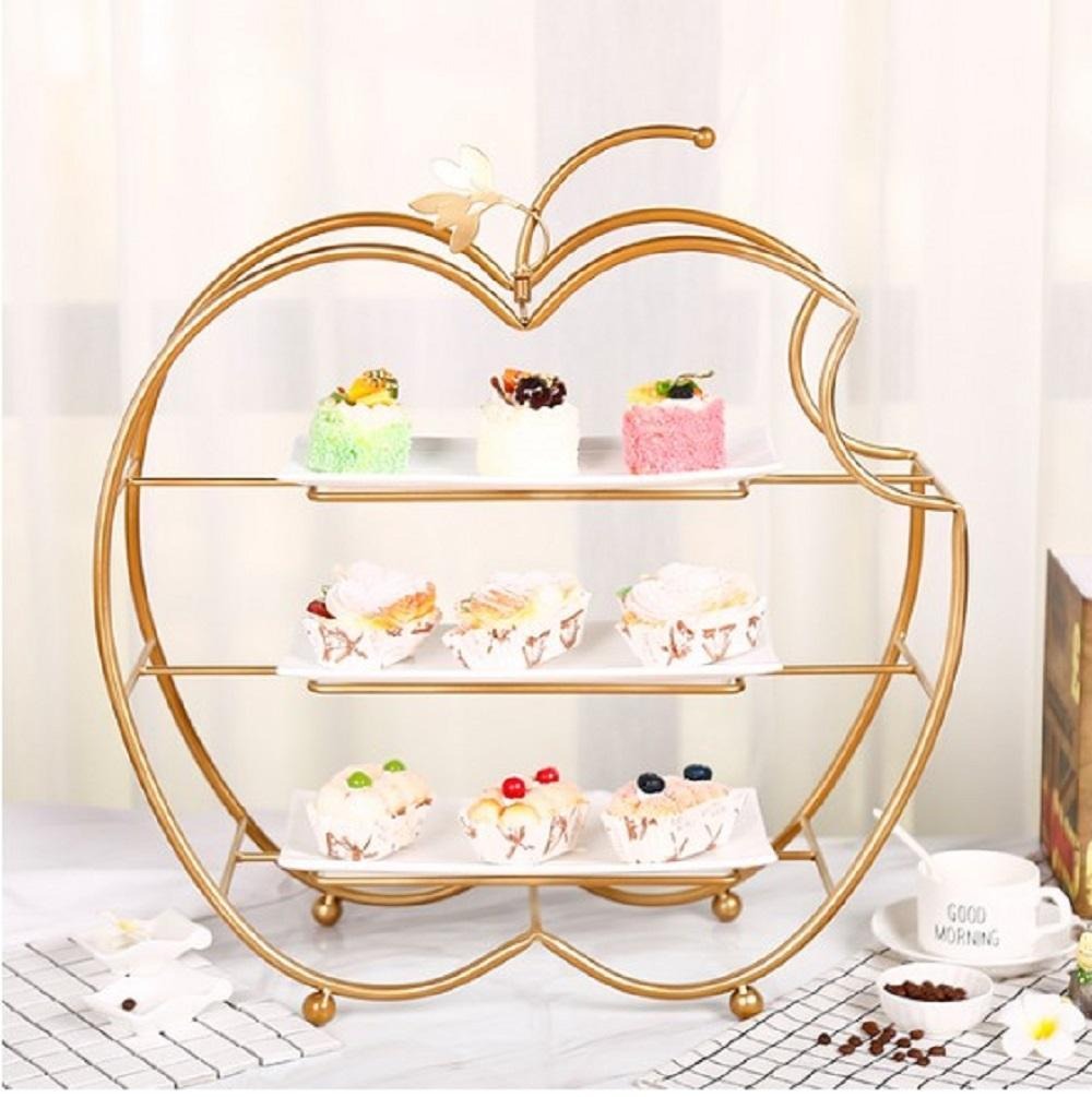 Golden 2-Tier Cake Serving Stand with Bow Handle