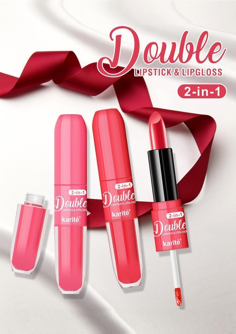 Velvet Glossy Lip Gloss - 2 Pcs in Shades of Red & Nude