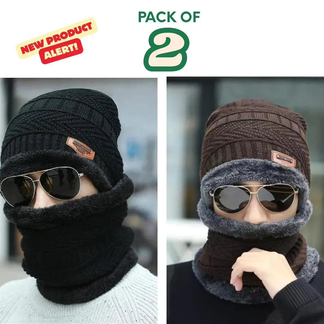 Pack of 2 Beanie and Neck Warmer Winter Season For Men ans Womens