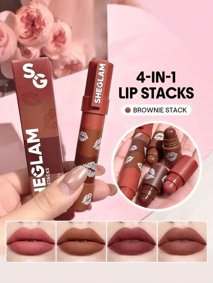 Sheglam 4-in-1 Matte Lip Stacks Brown