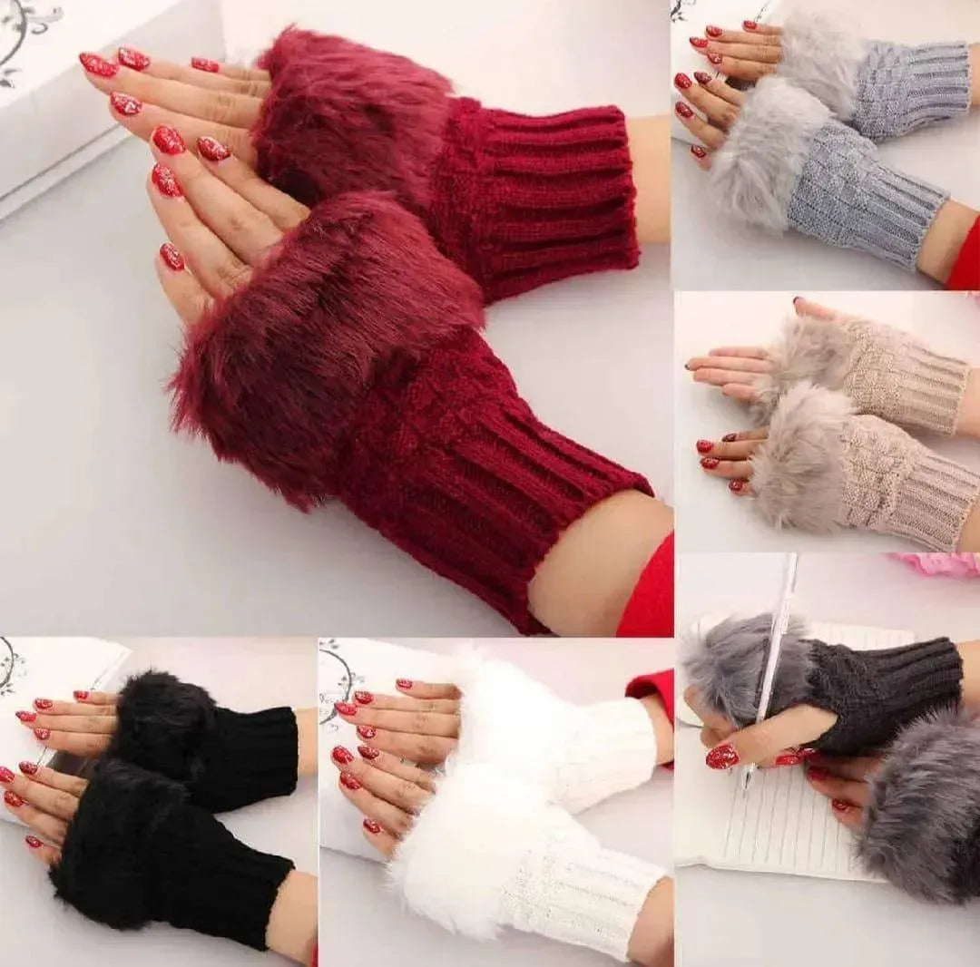 2 Pcs Wool Fingerless Gloves