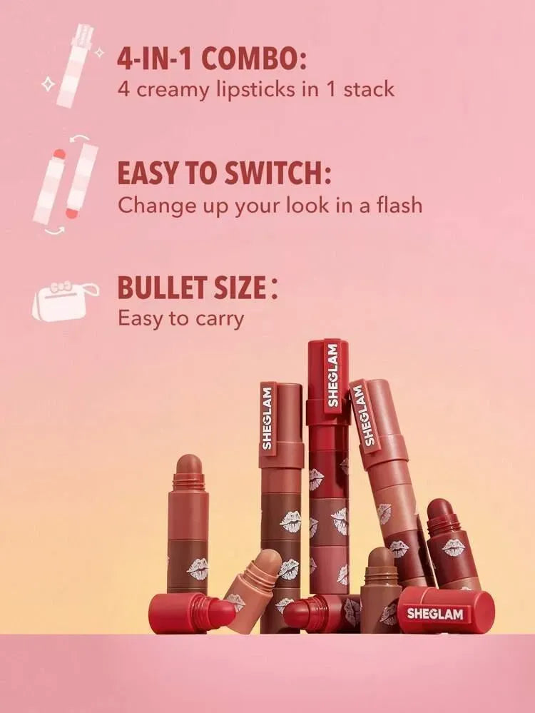 Sheglam 4-in-1 Matte Lip Stacks Brown