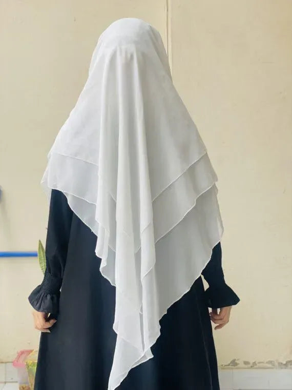 3 Layer Khimar with Attached Niqab Soft Modest Wear