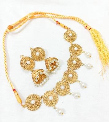 Badam patti Necklace Set With Earrings and free dori