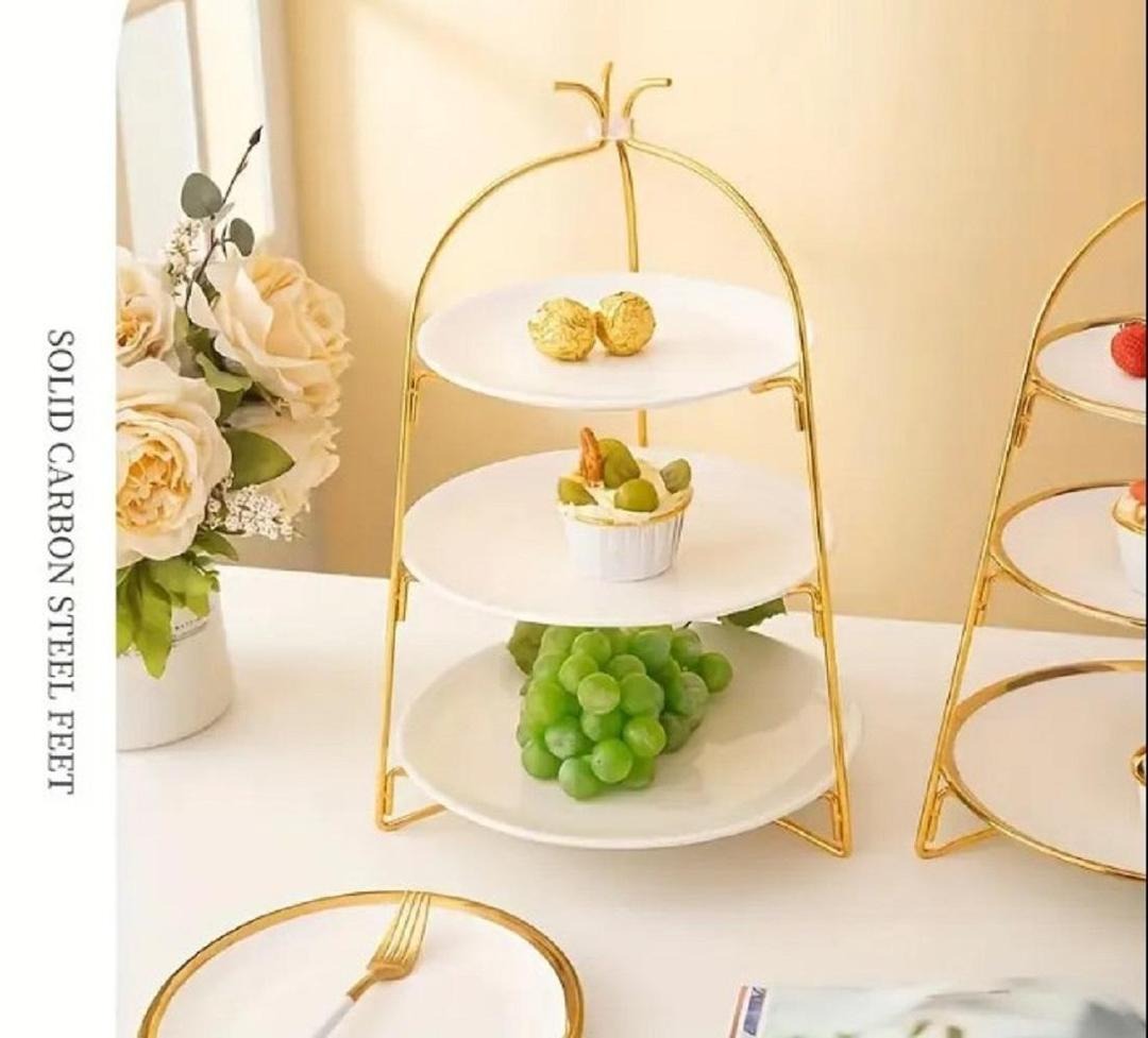Golden 2-Tier Cake Serving Stand with Bow Handle