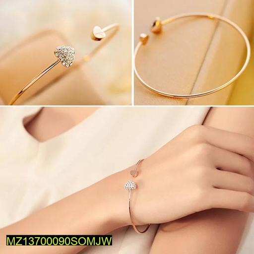 6 Pcs Heart Design Gold Plated Beads Chain Bracelet